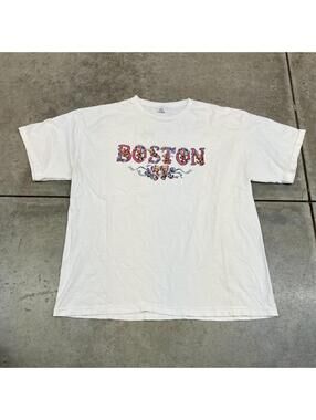 vintage boston teddy bear destination white shirt size xl